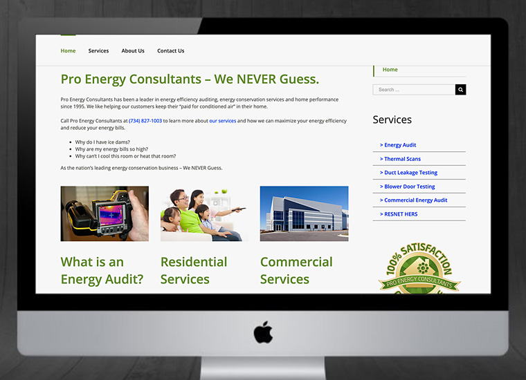 Gary Cole Design - Pro Energy Consultants Ann Arbor Website